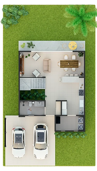 Planta ambientada - E2 PISO 1